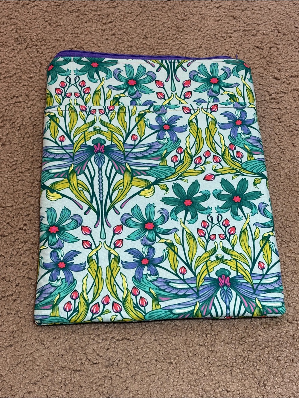Floral Pattern Tablet Sleeve in Teal & Purple